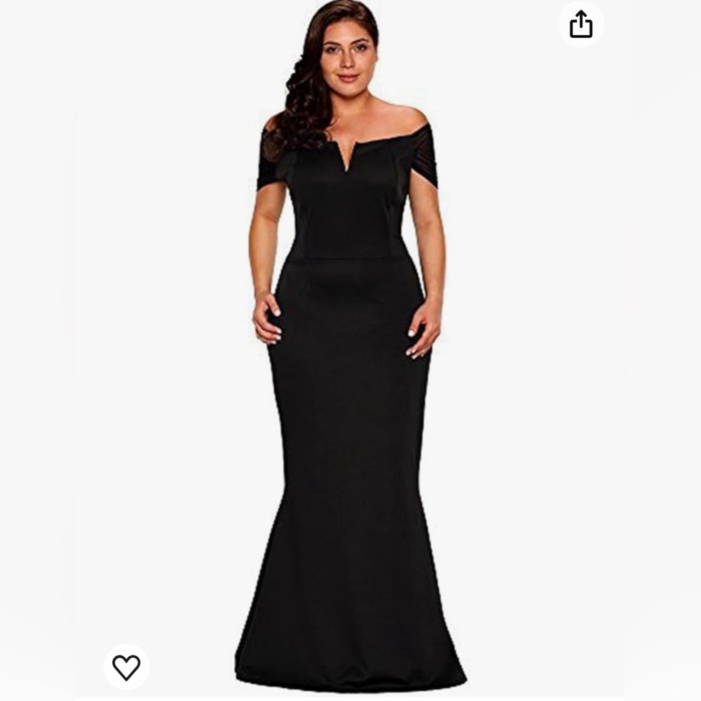 Plus Size Off Shoulder Long Formal Party Dress Evening Gown Size XXXL (Black)
